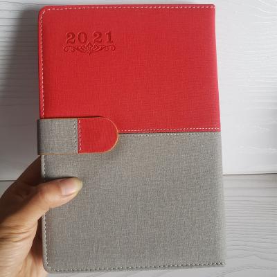 China Hardcover Right to Left Arabic 365 Day Planner 2021 Thermo Logo PU Embossed Leather Red Blue Black Notebook with Bookmark Pen Holder for sale