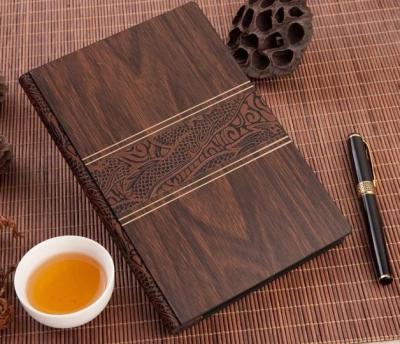 China Custom Spiral Printed Notebook Diary A4 A5 B5 Size Luxury Bamboo Wooden Notebook For Business Gift for sale