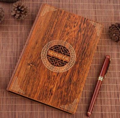 China Custom Printing Spiral Wood Cover Notebook Eco-friendly Bamboo Diary With Pen And Box for sale