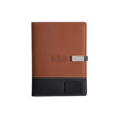 China Hardcover Customized Printing Luxury Leather Notebooks Agenda With 16G USB LED Power Bank And Logo Personalized For Event Promotion for sale