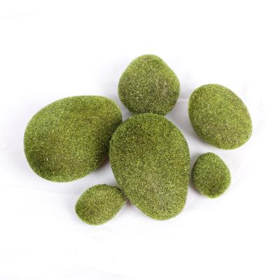 China Wholesale Beautiful Colorful Moss Artificial Rock Green Artificial Flower Plant Moss Covered Stone Ball for sale