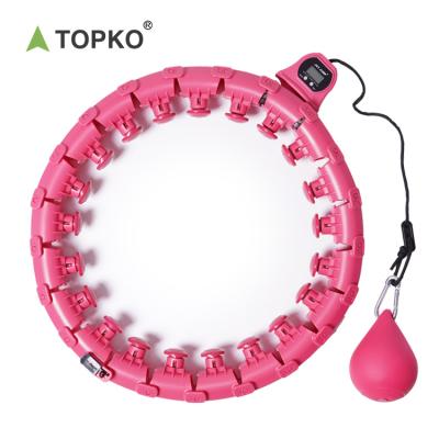 China TOPKO Adjustable Fitness Polynesian Dance Ring New Weighted Intelligent Plastic Detachable Smart Weighted LCD Counting Digital Hoola Circles for sale