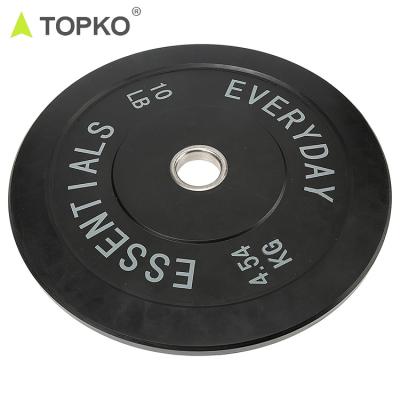 China TOPKO Weightlighting Black Rubber Gym Equipment Weight Plates Barbell Bumper Plates for sale