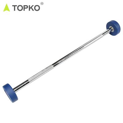 China TOPKO Weight Rack 250lb 10kg Universal PU Barbell Bar Set Weightlifting Barbell Set for sale