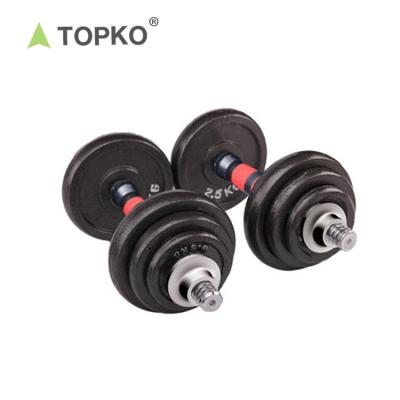 China TOPKO Dumbbell Cast Iron Gym 20kg Adjustable Dumbbell Barbell Set in One Box for sale