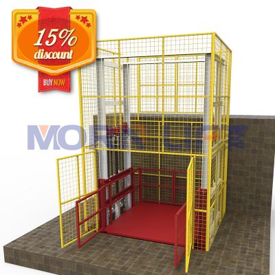 China Customizable MORNING CE Warehouse ISO Hotels Hydraulic Cargo Lift Platform Vertical Freight Elevator Price for sale