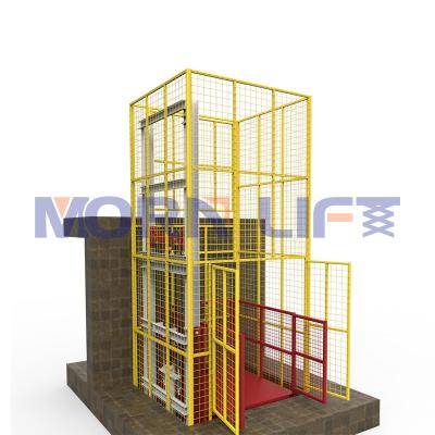 China Lifting Goods Between Floors Hydraulic Platform Lift Industrial MORNING Mezzanine Cargo Lift Fully Caged Freight Lift for Warehouse for sale