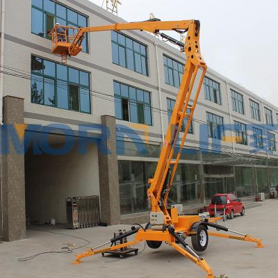 China Building Material Stores MORNING Trailer Lifter Tracked Hydraulic Aerial Platform Lift Boom Lift for sale