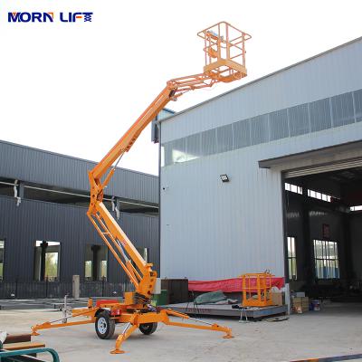 China Building material shops 12m towable boom lift diesel engine trailer mounted articulating spider boom lift for sale