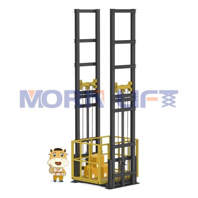 China Lifting Goods Between MORNING Courier Cargo Lift Guide Goods Lift Price 1000kg-5000kg Four Floors Rail Freight Warehouse Electric Cargo Lift Elevator for sale