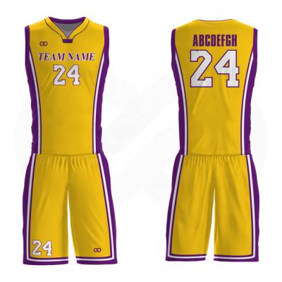 China New Breathable Los Angeles City, Youth College Men's Basketball Team Jersey Sublimation Blank Laker Custom Reversible Uniforms for sale