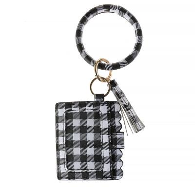 China Wholesale Fashion 2022 Customized Logo ID Card Mini Slim Credit Card PU Bracelet Wallet Key Chain Leather Women Key Chain for sale