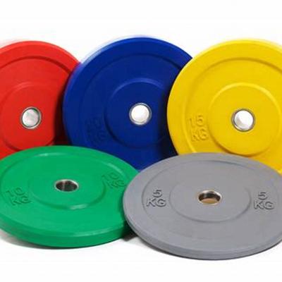 China Whosale Factory Weightlifting 5/10/15/20/25KG Factory Gym Household Durable Colorful Rubber Barbell Bumper Plates for sale