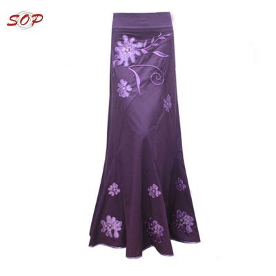 China Purple maxi skirt design of latest floral maxi skirt plus long skirt for sale