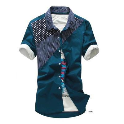 China New Design Anti-Shrink Dot Push Up Short Sleeve Blouse Boys Dress Shirts For Summer for sale