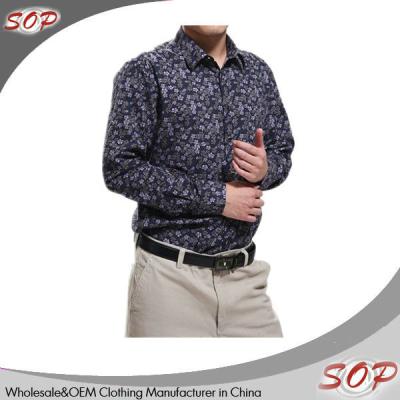 China Wholesale flower print men's anti-pilling long sleeve 100% polo shirts made in china for sale