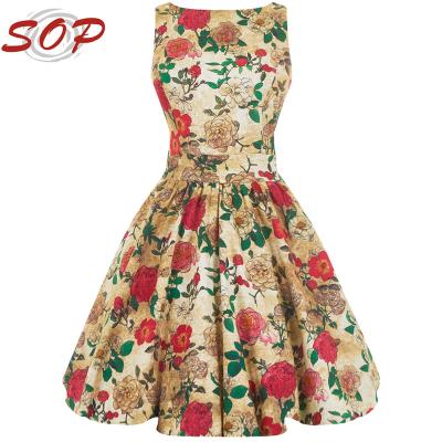 China Authentic Style Breathable Women Antique Vintage Rose Tea Dress for sale