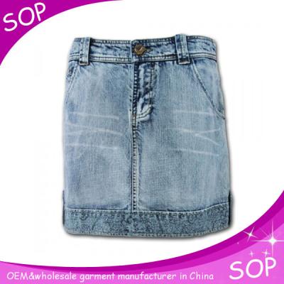 China Other high quality blue denim mini skirt with button girl jeans skirts for sale