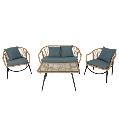 China 4 Pcs Modern Furniture Outdoor Patio Set Chair Furniture Patio Garden Table Set And Sofa Sets Outdoor Garden Furniture for sale