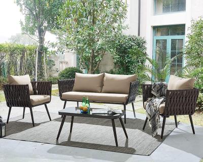 China Modern Outdoor Couch Sofa Patio Furniture Outdoor 5 Seater Garden Sofa Set Rope Weave Aluminum Living Room Patio Sofa With Coffee Table for sale