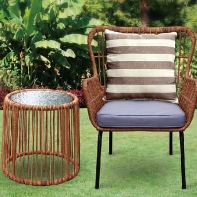 China Modern Garden Resin Wicker Cushioned Bistros Set With Pillows for sale