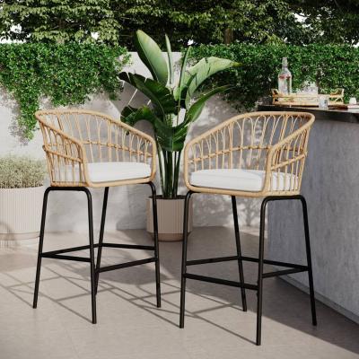 China Modern Popular Outdoor Furniture 3 Piece KD Rattan Stools Round Table Set Outdoor Patio Garden Furniture for sale