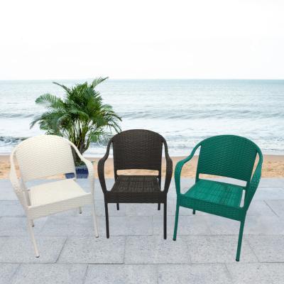 China Modern Cheap Outdoor Furniture Popular Garden Rope Weave PE Rattan Dining Chair With Metal Legs Outdoor Cafe Patio Rattan Chair for sale