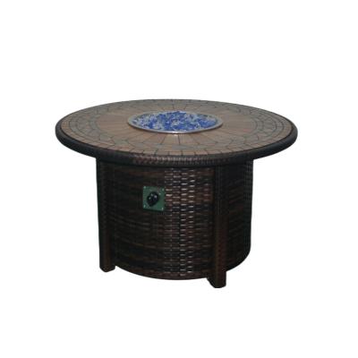 China New Waterproof Garden Around Pit Tables Rattan Table Outdoor Heating Gas Burner Propane Firepits for sale