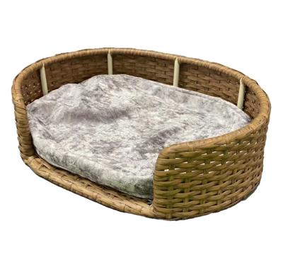 China Breathable Pet Basket Cat Dog Bed House Net PED Beds Cool Handwoven Pet Oval Shape Indoor/Outdoor Pet Bed for sale