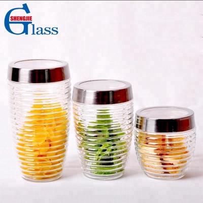 China Mason Glass Jar Bulk Glass Food Storage Heatable Transparent Sealing Sauces Bottles With Acrylic Metal Screw Lid for sale