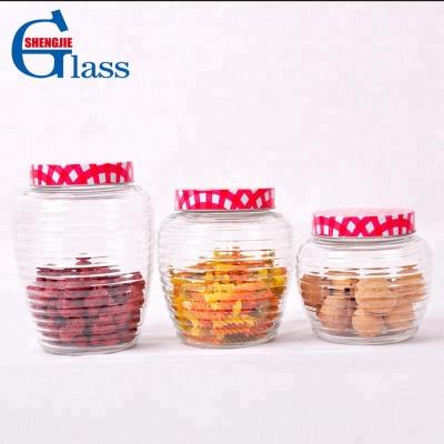 China Wholesale Heatable Factory Glass Food Storage Jar Canister Kitchen Glassware Kitchen Food Storage Jar With Tinplate Lid for sale