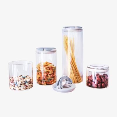 China Custom Heatable Empty Glass Storage Jar Food Container Lid Clear Plastic Glass Jars Food Storage Container for sale