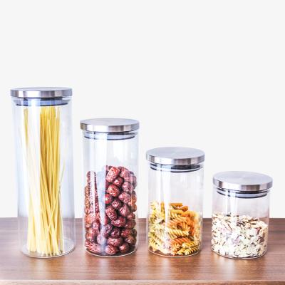 China Heatable Glass Jars With Lids Large Capacity Around Clear Glass Food Storage Jar Container Sealed Glass Food Storage Jar Jars Jars Bottle With Lids for sale