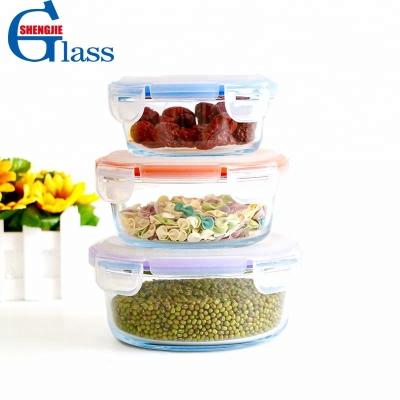 China Microwavable Heat Resistant Airtight Glass Baby Food Storage Container Round Clear Glass Food Storage Container Glass Box With Lid for sale