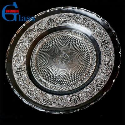 China Viable Commercial Glass Living Room Trays Fruit Crystal Glass Baking Plate Creative Glass Dinner Plate Large Plates Round Tray for sale