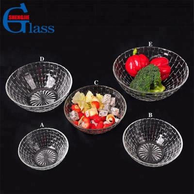 China Sustainable Wholesale Embossed Large Glass Salad Bowl Set for sale