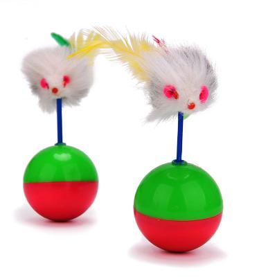 China Viable Hot Sale Kitten Toys Pet Feather Ball Bulk Interactive Mouse Cat Toy Set for sale