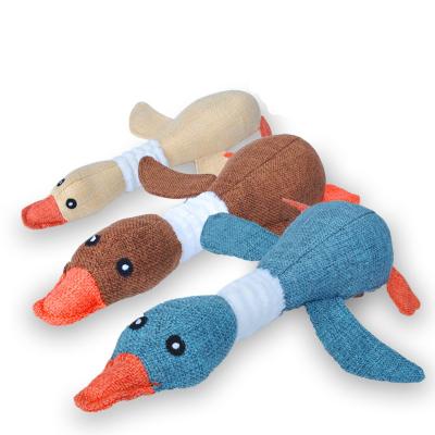 China Wholesale Stain Viable Pet Toys Short Speech Imitation Denim Durable Plush Dog Canvas Goose for sale