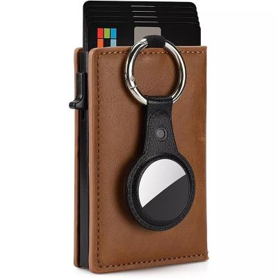 China RFID Foil Pop Up Card Wallet Business Anti-theft RFID Identification Blocking Wallet Man Stand Leather Slim Credit Card Holder for sale