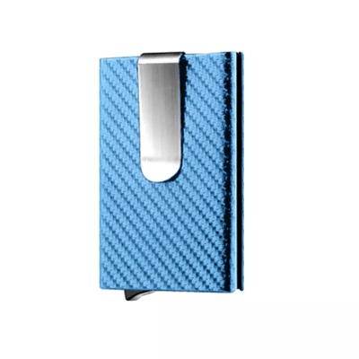 China 2022 Custom RFID Metal Carbon Fiber Card Holder Wallet RFID Blocking Aluminum Money Clip Noise Wallet Men for sale