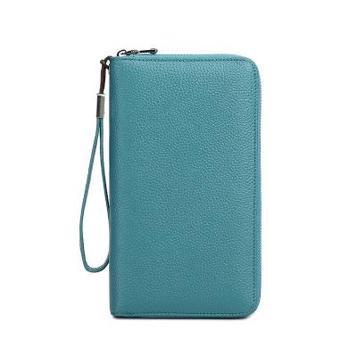 China RFID Prefer Cow Leather Wallets Purse Banknote Color Clutch Customized Genuine Leather Bag Wholesale for sale