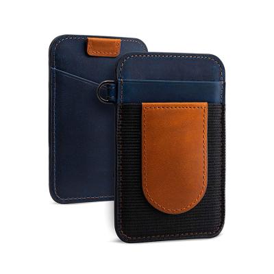 China Normcore/Minimalist Logo Vegan Leather Slim Wallet Custom New Arrival Elastic Credit Card Holder RFID Blocking Minimalist Credit Card Wallet for sale