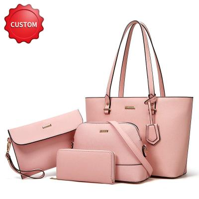 China Fashion Women PU Leather Tote Shoulder Bag Female Handbags Clutch Satchel Purse Wallet Set 4 in 1 Ladies Handbags for sale