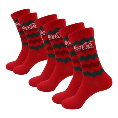 China Breathable Red Women Dress Crew Socks Christmas Unisex Knit Cotton Classic Matched Socks for sale