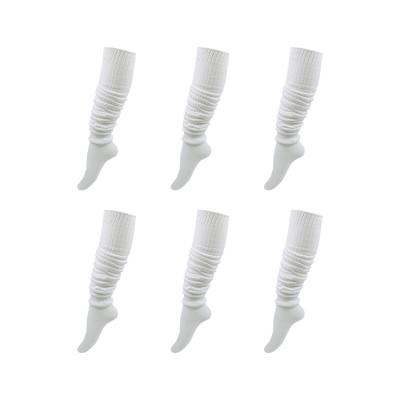 China Cute plus size QUICK DRY black and white ladies fashion over the knee high long nylon wadding knit ruffle slouch socks for women for sale