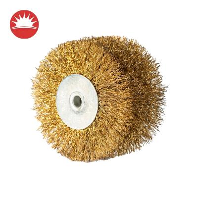 China Flat Circular Copper Steel Wire Wire Wheel Polishing Deburring Polishing Circular Brass Brush for sale