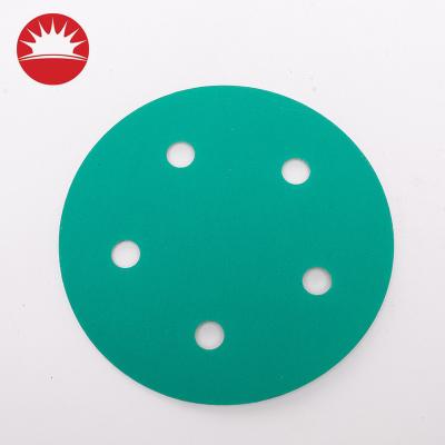 China Sandpaper Surface Polishing Abrasive Disc For Metal One Hook And Loop Base Film With Or Without Holes Sandpaper Sandpaper Green Paper Green Disc for sale