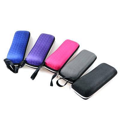 China Eco-Friendly Metal Box Eyewear Glasses Case Colorful Eva Jeans Show Packing Boxes With Hook for sale