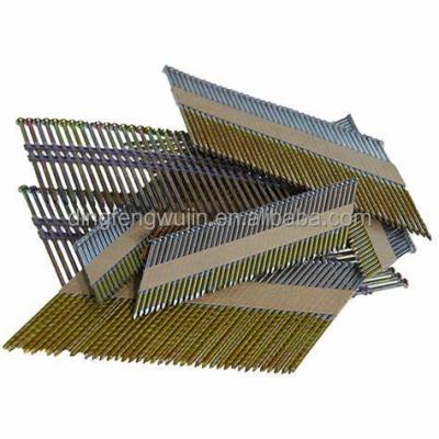 China Flat High Level Diamond Point Paper Strip Framing Annular Flute Nails For Pneumatic Guns for sale