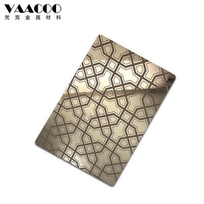 China Building Foshan Factory 201 Stainless Steel 304 316 Mirror Copper Elevator Door Panel Decorative Etched Sheet for sale